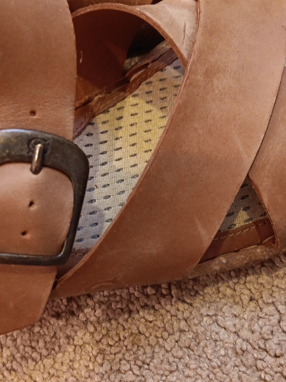 Born Women's Tan Leather Slide Sandals with Buckle - Picture 4 of 8